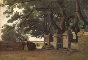 A Gate Shaded by Trees also called Entrance to the Chateau Breton Landscapee (mk05)